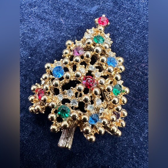 Signed Eisenberg Books Vintage pin Brooch with polychrome rhinestones - Picture 6 of 9